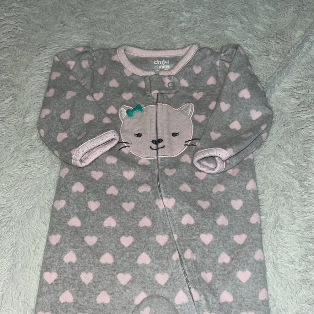 carters 3-6 months fuzzy cat footie / sleeper 🐱 - Picture 2 of 4